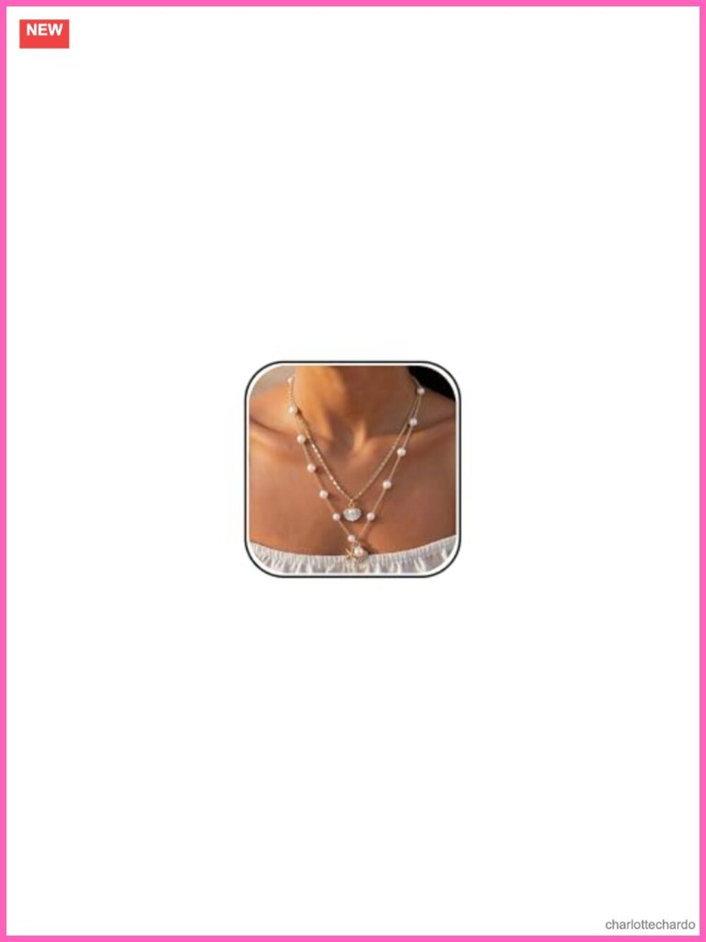 Layered Shell Necklace Set Starfish Cowrie Pearl Gold Beach Jewelry